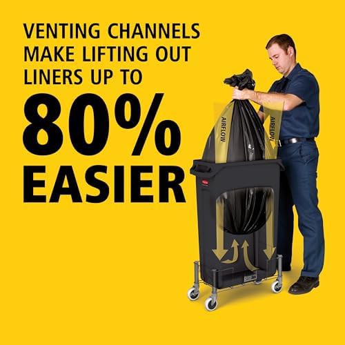 Vented rectangular slim jim trash can black — photo 3