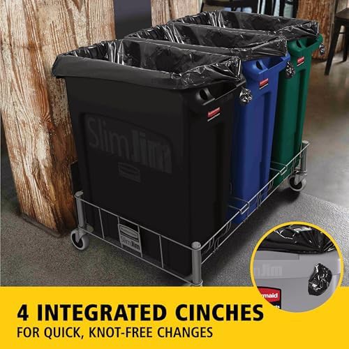 Vented rectangular slim jim trash can black — photo 4