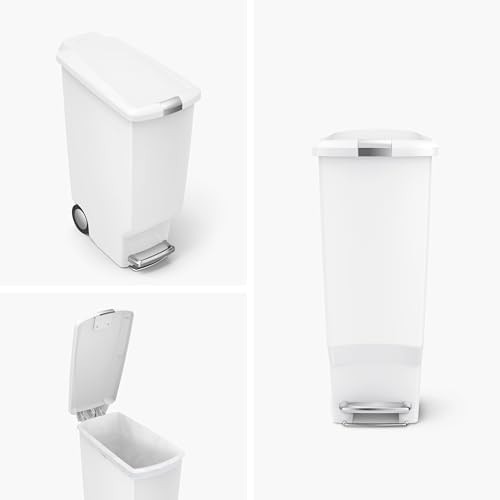 White plastic slim step trash can 40L — photo 3