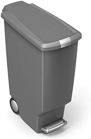 Grey plastic slim step trash can 40L — photo 4