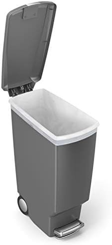 Grey plastic slim step trash can 40L — photo 5