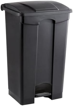 Large black plastic step on garbage can