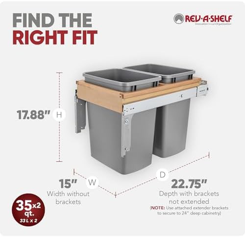 Top Mount Double Pullout 35 Qt Bin — photo 3
