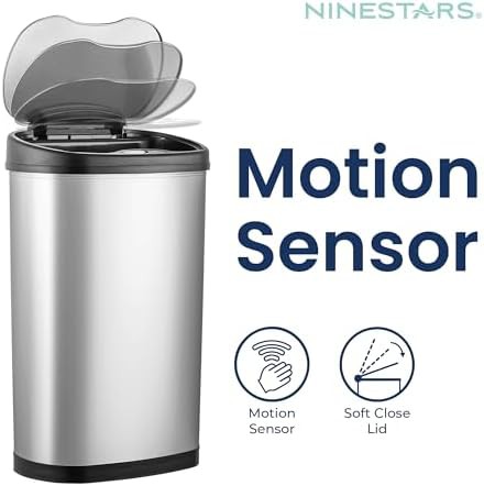 Ninestars 13 gallon oval touchless motion sensor can — photo 3