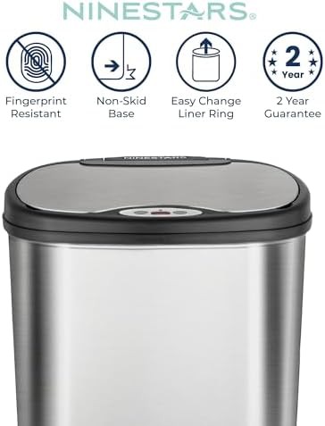 Ninestars 13 gallon oval touchless motion sensor can — photo 4