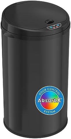 Compact black stainless steel sensor kitchen bin