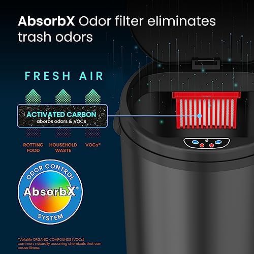 Compact black stainless steel sensor kitchen bin — photo 3