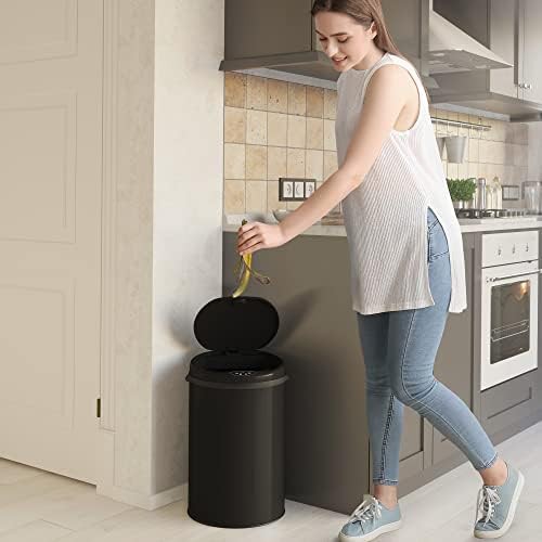 Compact black stainless steel sensor kitchen bin — photo 4