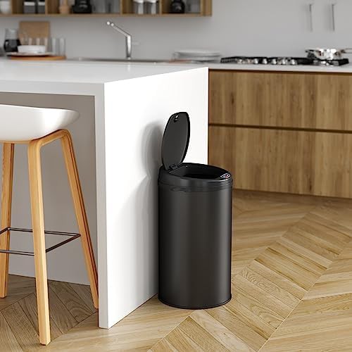 Compact black stainless steel sensor kitchen bin — photo 5