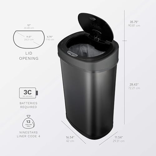 Ninestars black automatic motion sensor garbage can — photo 3
