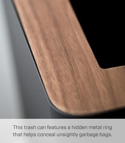 Rin steel and wood small rectangular wastebasket — photo 4