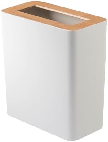 Rin slim steel and wood wastebasket