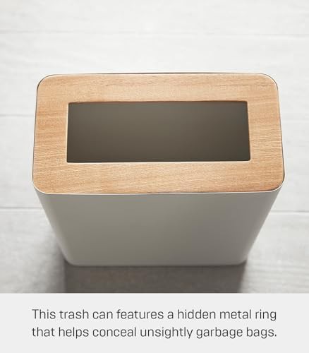 Rin slim steel and wood wastebasket — photo 4