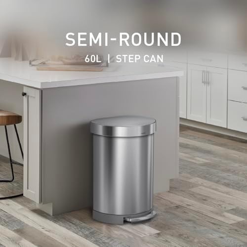 Brushed stainless steel semi round step can 60L — photo 3