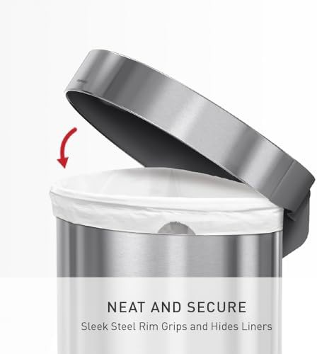 Brushed stainless steel semi round step can 60L — photo 4