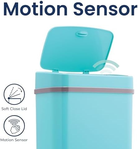 Ninestars teal blue bathroom motion sensor trash can — photo 3