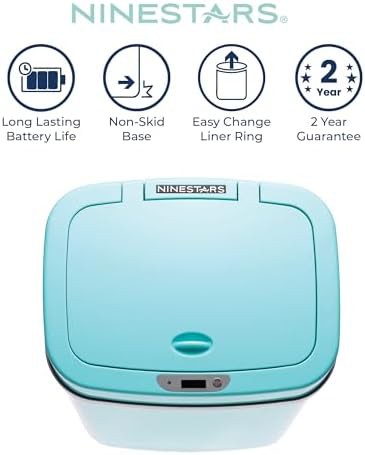 Ninestars teal blue bathroom motion sensor trash can — photo 4