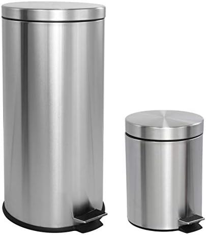 Platinum silver Oscar dual step trash can set