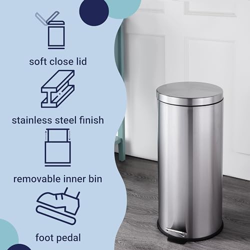 Platinum silver Oscar dual step trash can set — photo 3