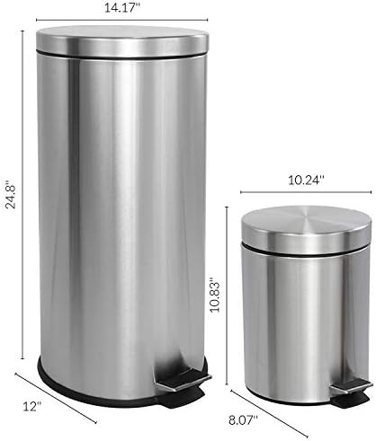 Platinum silver Oscar dual step trash can set — photo 4