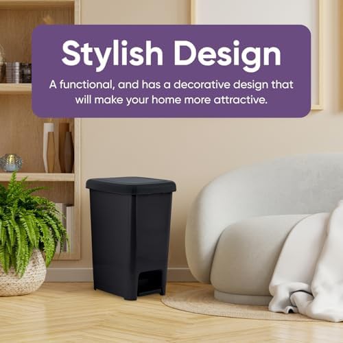 Slim Black Step On Kitchen Bin 6.5 Gallon — photo 3