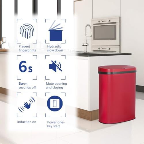 Red stainless steel 13 gallon trash can — photo 3