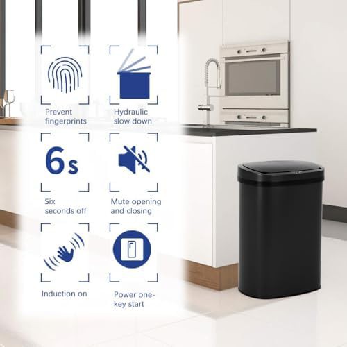 Black stainless steel 13 gallon trash — photo 3