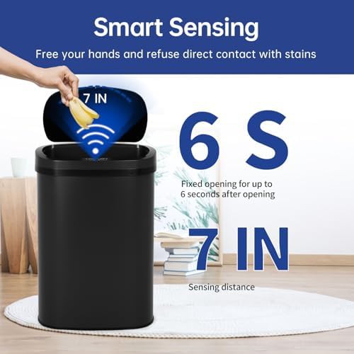 Black stainless steel 13 gallon trash — photo 4