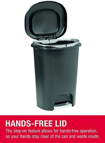 Classic black stainless pedal kitchen waste bin — photo 3