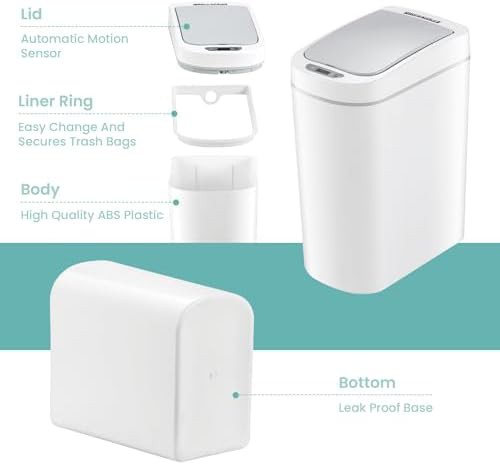 Ninestars slim ABS plastic bathroom motion sensor can — photo 4