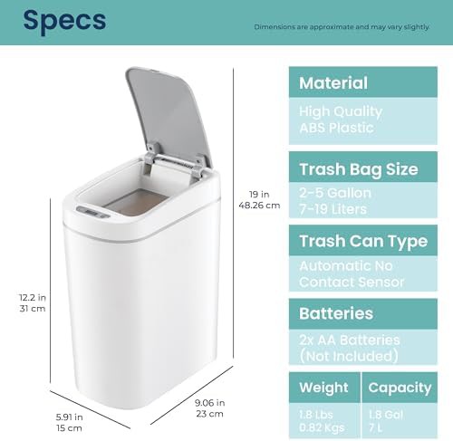 Ninestars slim ABS plastic bathroom motion sensor can — photo 5