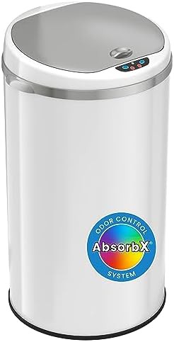 Slim Round White Sensor Trash Can