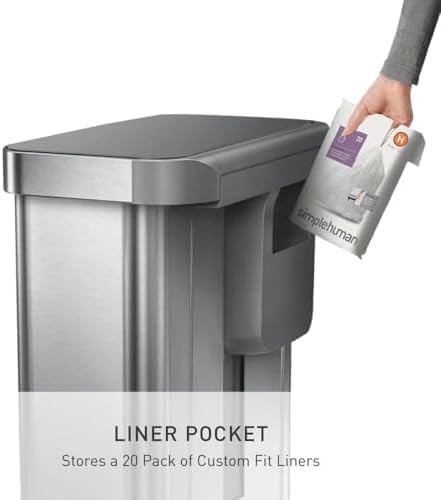 Brushed stainless rectangular step can 45L — photo 4