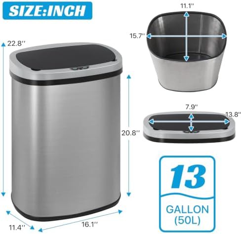 Silver electronic sensor garbage can — photo 3