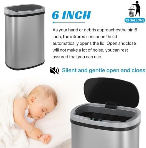 Silver electronic sensor garbage can — photo 4
