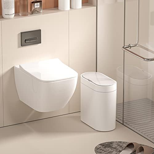Narrow white automatic sensor 2.5 gallon waste bin — photo 4
