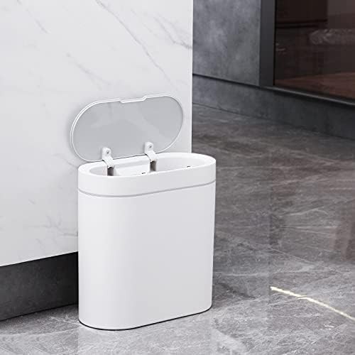 Narrow white automatic sensor 2.5 gallon waste bin — photo 5