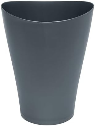 Gunmetal blue plastic slim vanity wastebasket
