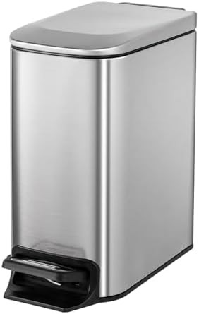 Cesun small silver step pedal slim trash can