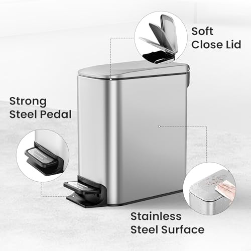 Cesun small silver step pedal slim trash can — photo 3