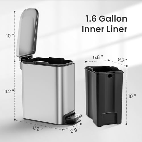 Cesun small silver step pedal slim trash can — photo 5