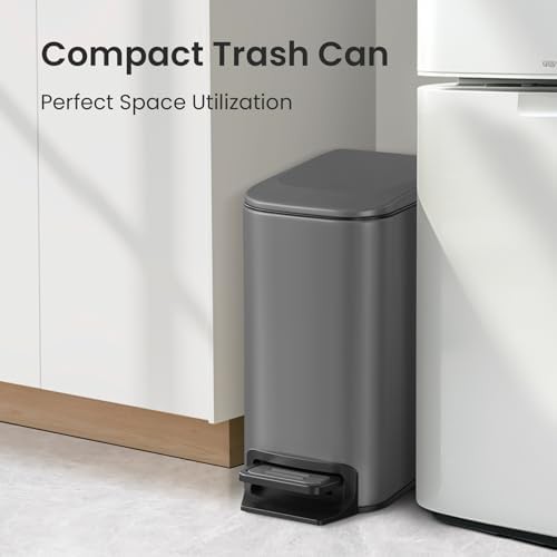 Cesun small gray step pedal slim trash can — photo 3
