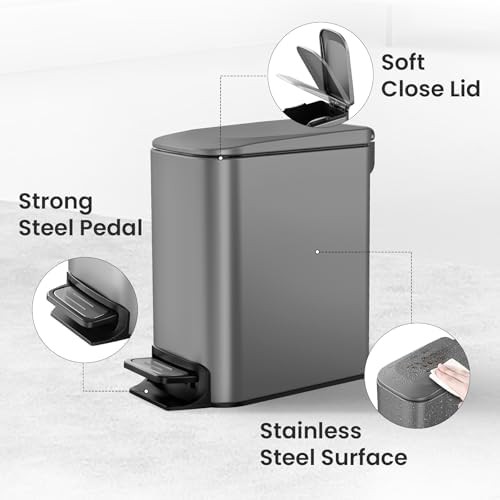 Cesun small gray step pedal slim trash can — photo 4