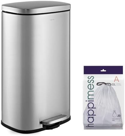 Platinum silver Curtis step trash can