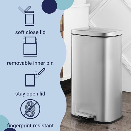 Platinum silver Curtis step trash can — photo 3