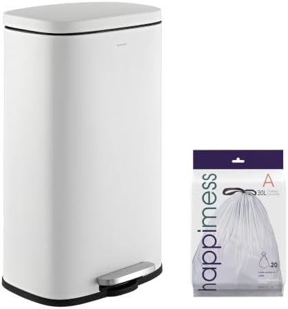 White Curtis step trash can 25 inch