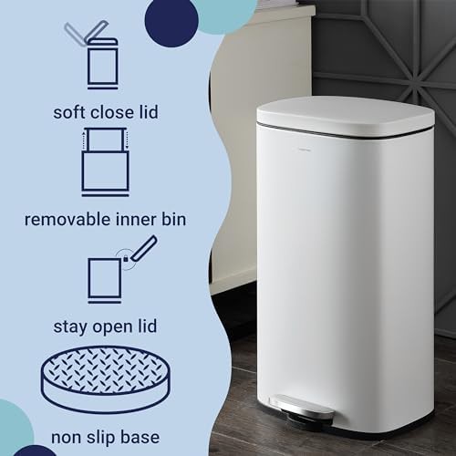 White Curtis step trash can 25 inch — photo 3