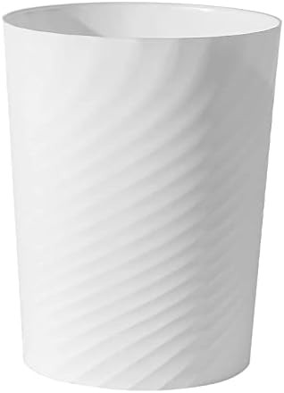 White plastic bathroom wastebasket 1.3 gallon