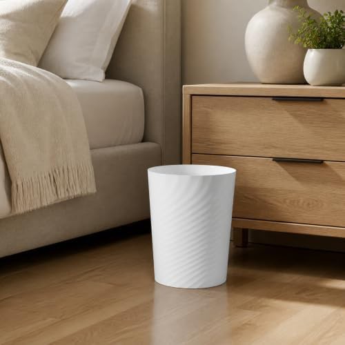 White plastic bathroom wastebasket 1.3 gallon — photo 3