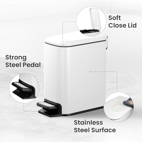 Cesun small white step pedal slim trash can — photo 3